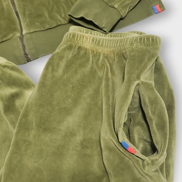 Kule Womens Velour Tracksuit Olive Green Full Zip Jacket and Joggers Set Size M - Picture 2 of 16
